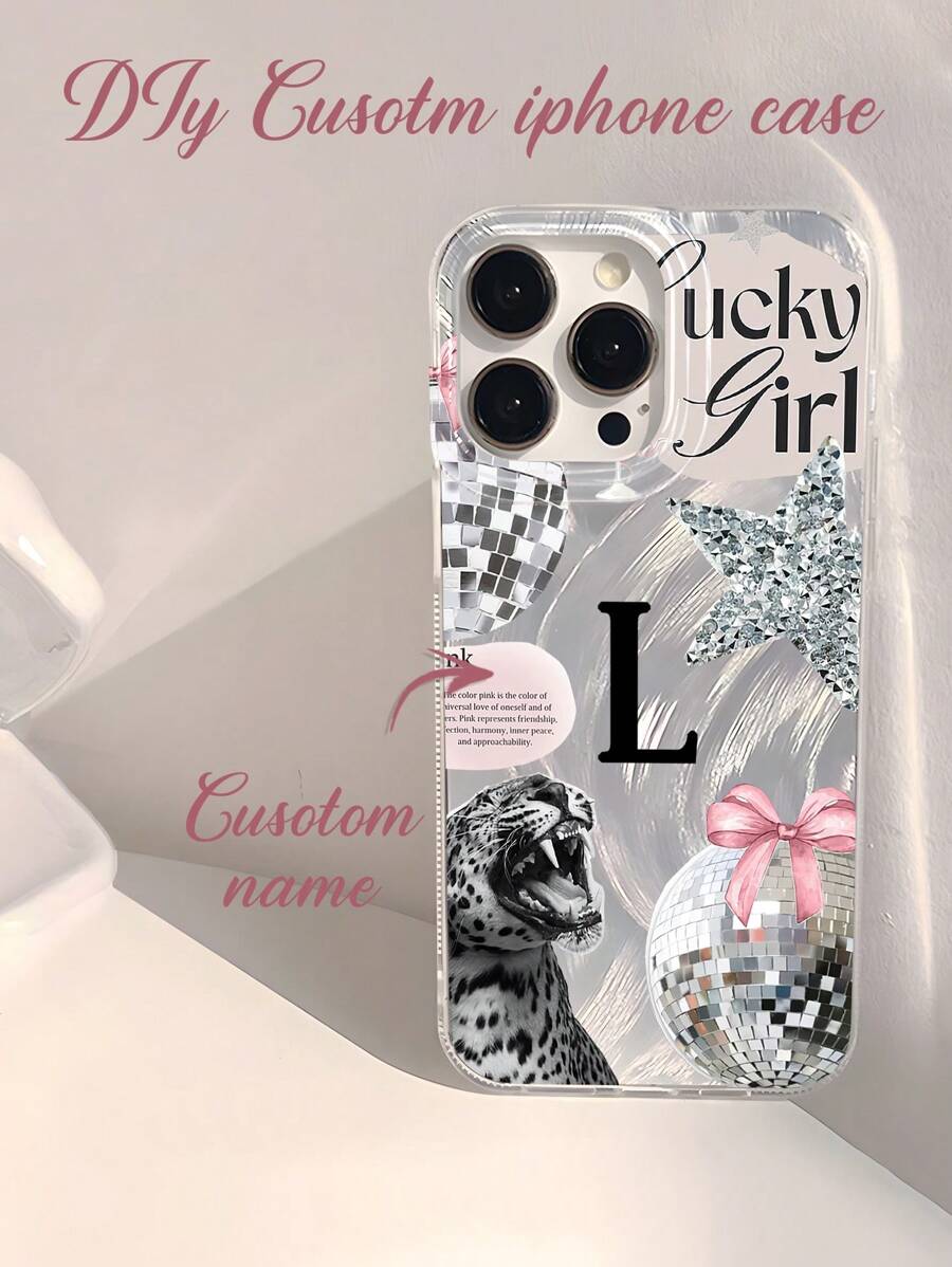 Apple Customized DIY Name Leopard & Star Pattern Mobile Phone Case, Compatible With Iphone 15/14 Plus/13 Pro/12 Pro Max/11/6P/7P/XS/XR, Reasonable Choice For Personal, Partner, Family, Friend, Bestie, Birthday, Anniversary Gift