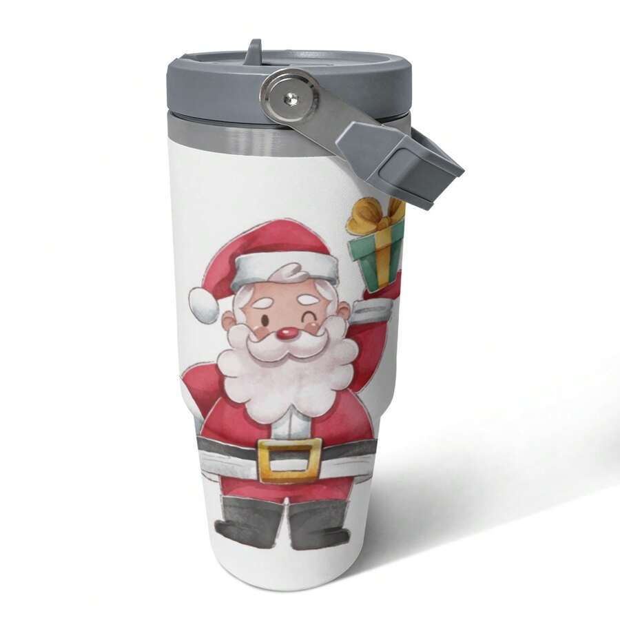 Christmas Gifts, Santa And Presents, 30 Oz Coffee Cups, Juice Cups, Stainless Steel Outdoor Picnic Car Insulated Vacuum Double-Wall Coffee Cups, Gifts For Parents