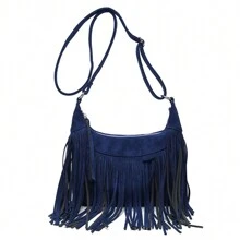 NYXIA Bolso tipo hobo NYXIA con flecos y borlas vintage, bolso bandolera bohemio retro, bolso y bolso de hombro hippie grunge para mujeres