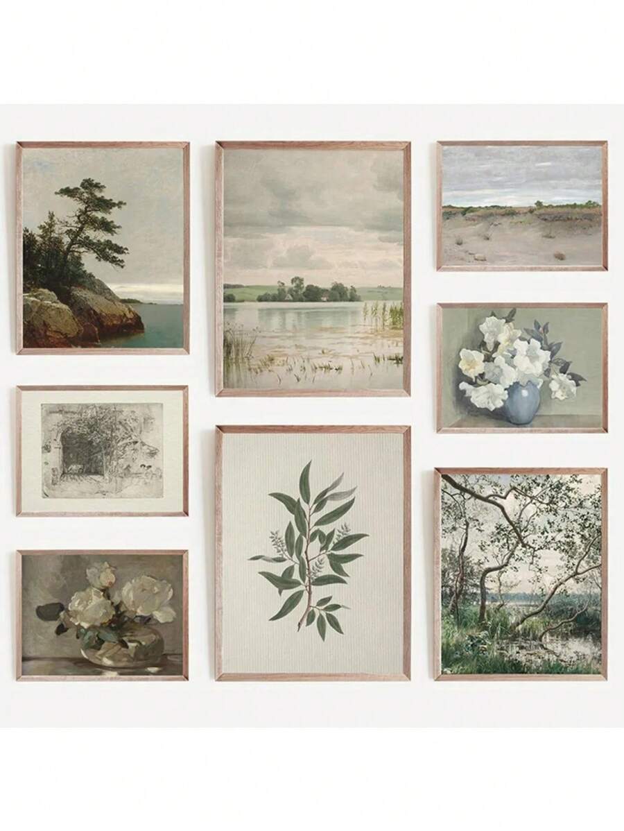 1pc Vintage Frans Landelijk Landschap Licht Neutraal Set Poster En Prints Canvas Schilderij Muurkunst Bloemenfoto Voor Kamer Woondecoratie Geen Lijst