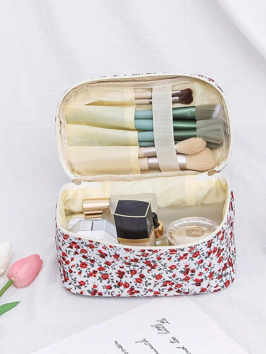 1 pieza Bolsa de cosméticos, Bolsa de maquillaje para viaje, hogar, escuela, dormitorios, artículos esenciales, gran capacidad, para mujeres, almacenamiento de maquillaje y artículos de tocador, embrague multifuncional, bolsa de aseo unisex
