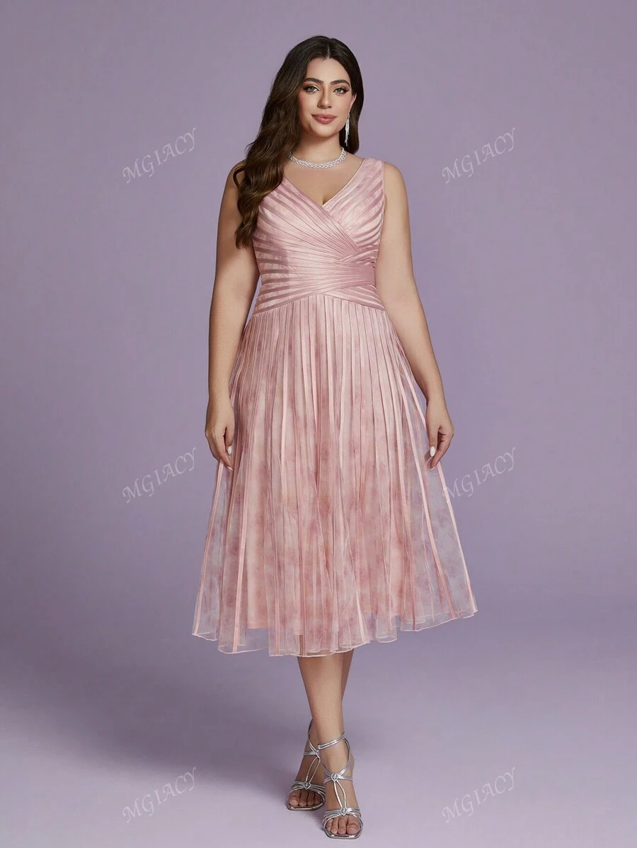Vestido de noite plus size com decote em V, estampado, malha, cordão, bainha alta e baixa, vestido de festa, vestido de convidado de casamento, vestido formal, vestido de noite