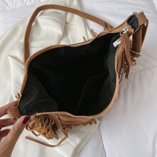 NYXIA Bolso tipo hobo NYXIA con flecos y borlas vintage, bolso bandolera bohemio retro, bolso y bolso de hombro hippie grunge para mujeres