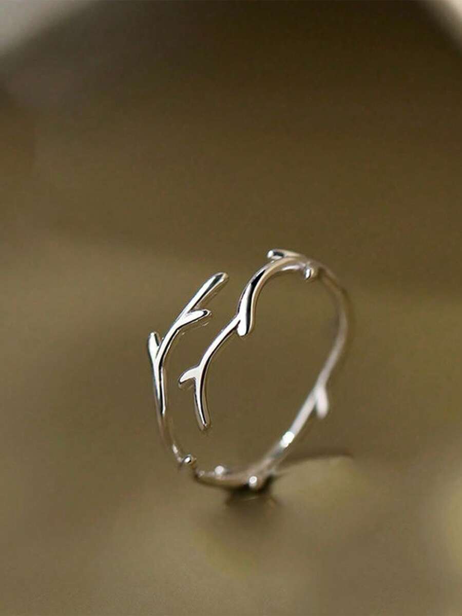 1 Stück silberner Geweihring, minimalistisches Design, einzigartiger Stil Fingerring Schmuckstück