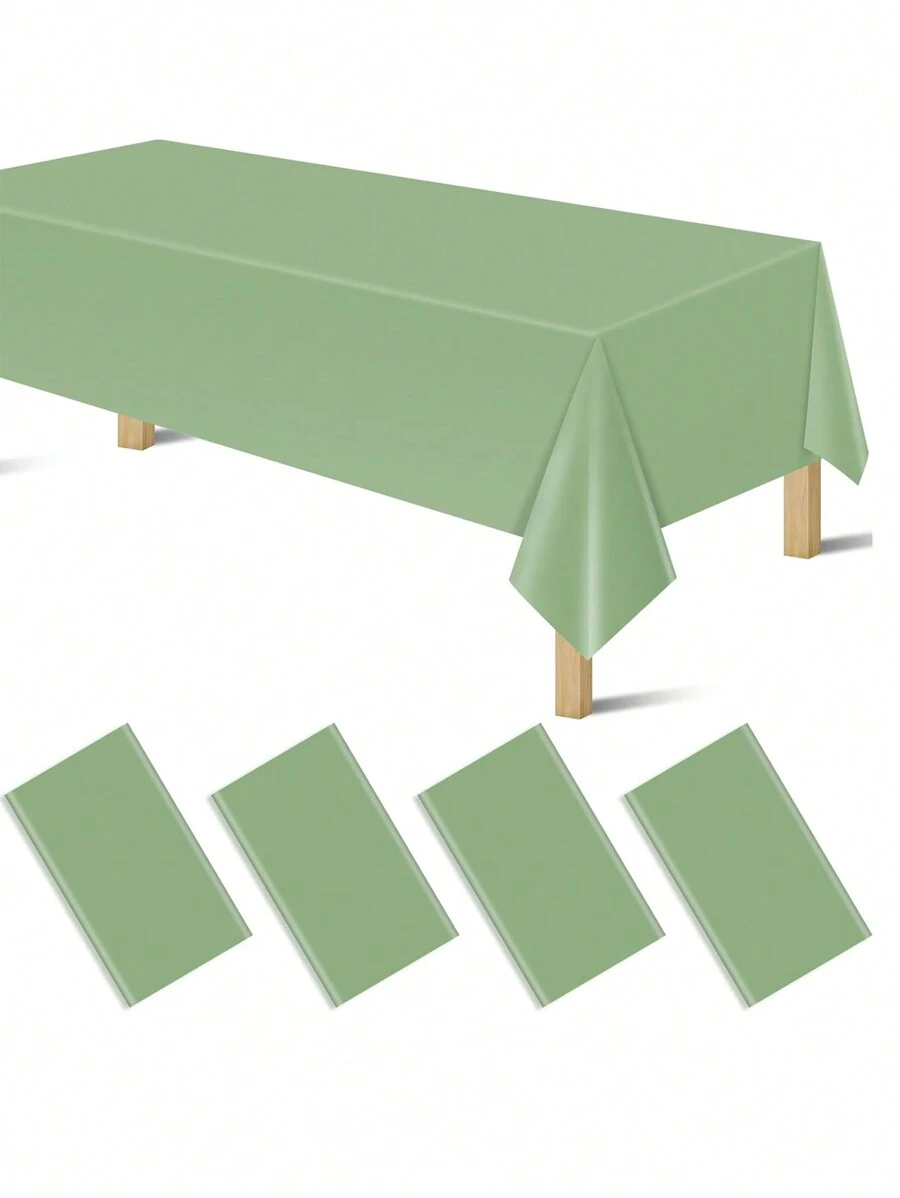 1 pieza/4 piezas Manteles de plástico verde salvia de 54 X 108 pulgadas para mesas rectangulares, mantel de plástico desechable, manteles de mesa verde claro para decoraciones de bodas, cumpleaños, aniversarios y fiestas de Navidad