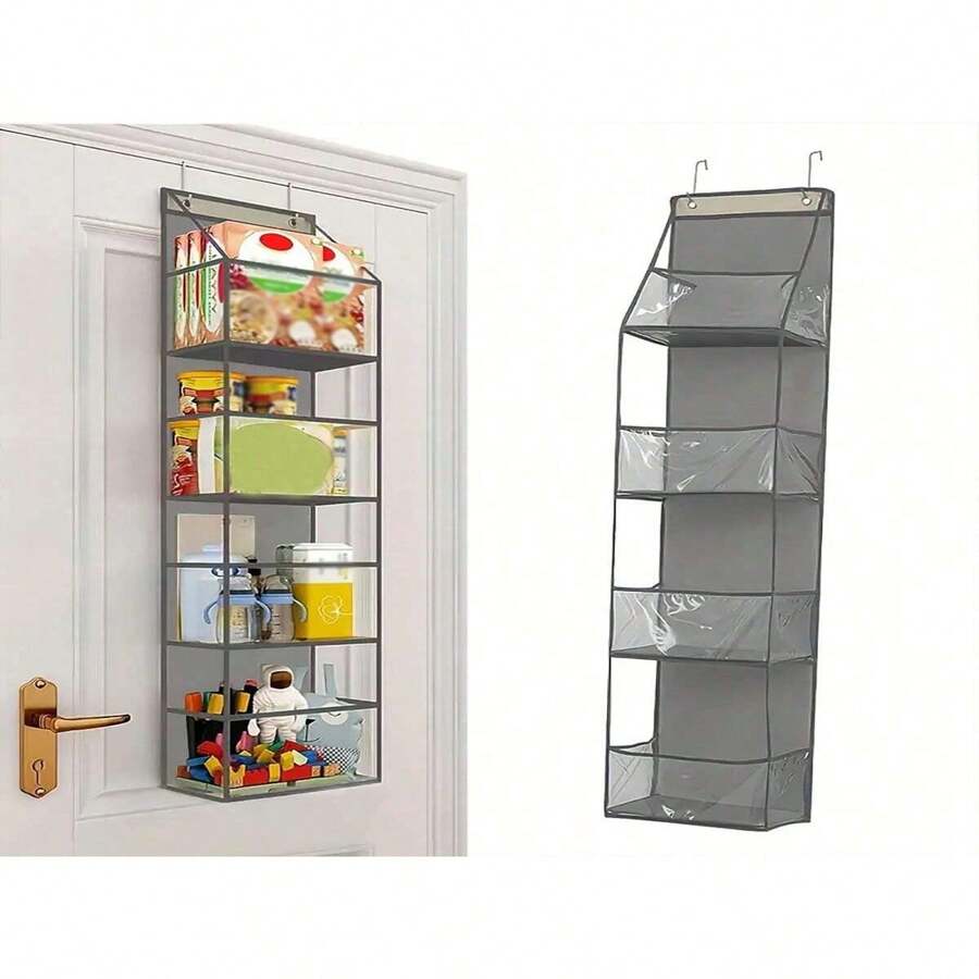 1 pieza/2 piezas Estantería organizadora de 4/6 niveles para montar en la puerta con bolsillos independientes, estantería de almacenamiento de tela montada en la pared, apta para armarios, baños, dormitorios y residencias, incluye 2 ganchos de metal, para organizar cosméticos, juguetes y artículos varios, pantalones, zapatos, vaqueros, botas, faldas, dormitorio, organizador, almacenamiento en el hogar, camiseta blanca para mujer, pantalones negros para mujer, ropa de invierno para dama, vestido