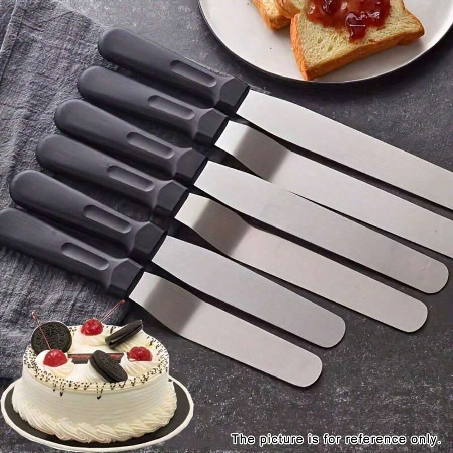 1pc Stainless Steel Icing Spatula, Cake Decorating Tool, 6/8/10/12 Inch Straight And Curved Cake Scraper And Smoother For Baking