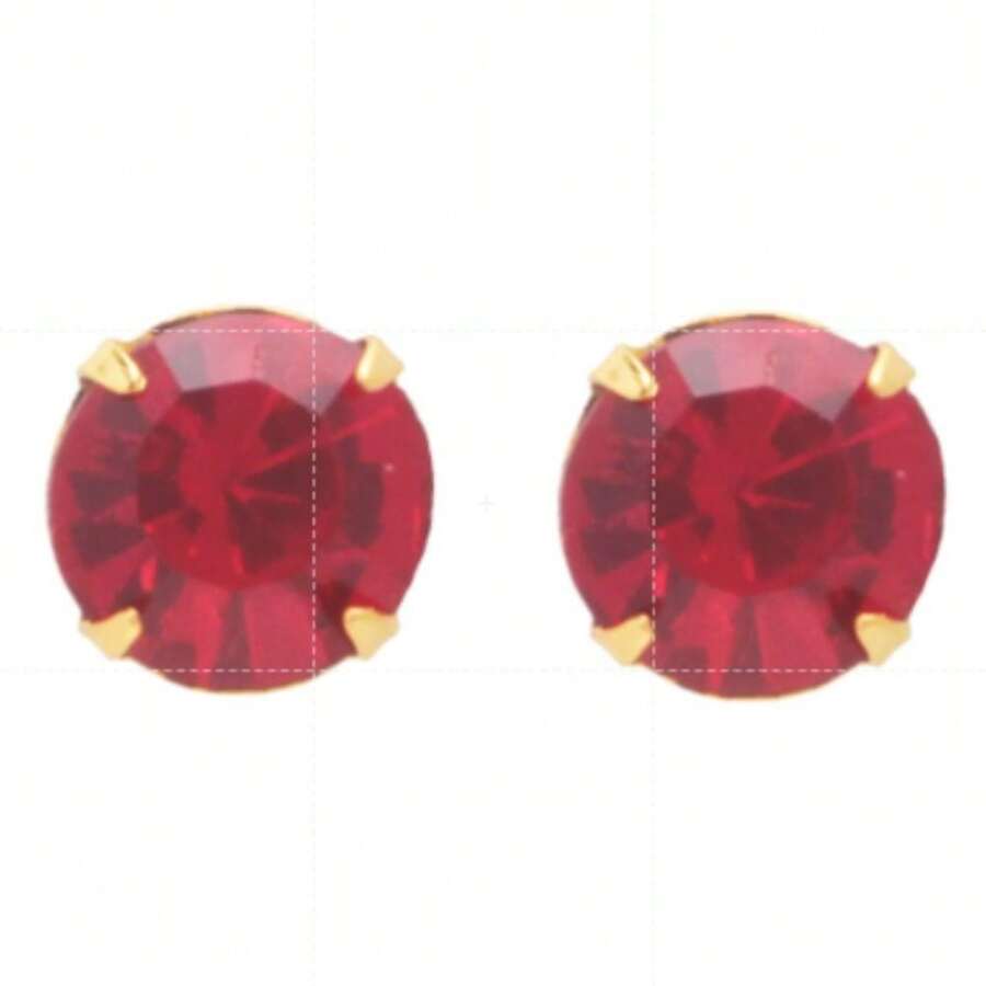 Brinco Ponto de Luz Vermelho Folheado A Ouro 18k