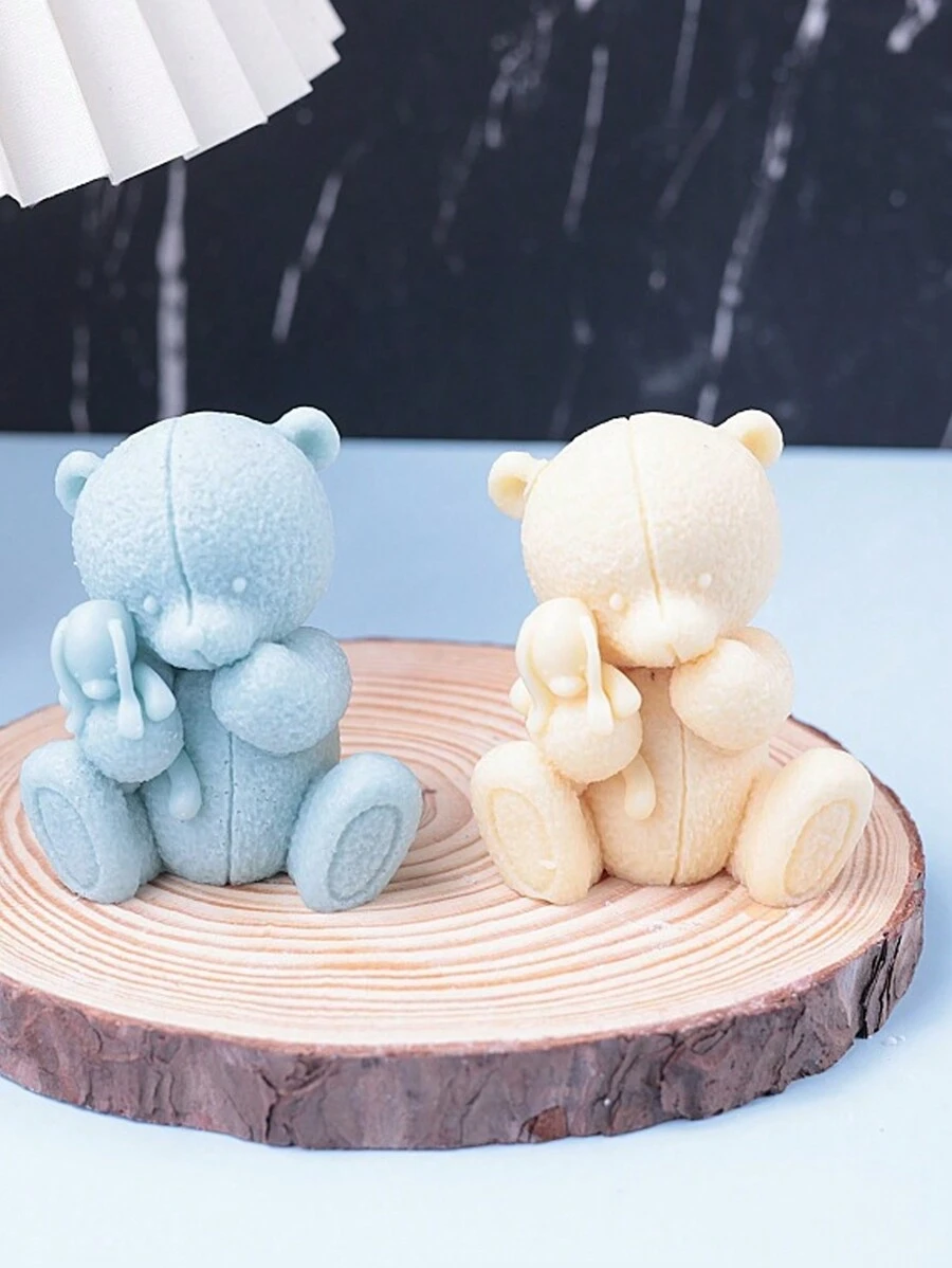 1 pezzo Stampo in silicone a forma di orsetto di peluche, adatto per la realizzazione fai-da-te di candele