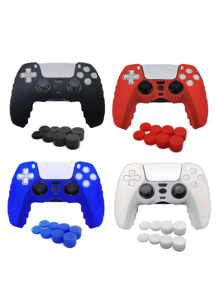 1 Set PlayStation 5 Controller Protective Case + 8pcs Joystick Caps, Anti-Slip, Anti-Drop, Anti-Dust, Anti-Scratch, Enhanced Gaming Experience