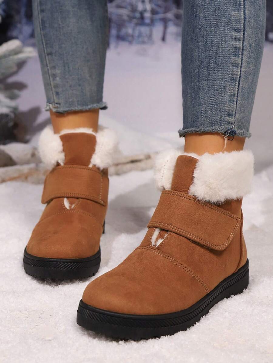 Dames Plus Size Thermisch Gevoerde Warme Sneeuwlaarzen Met Klittenband, Winter Nieuw Binnen