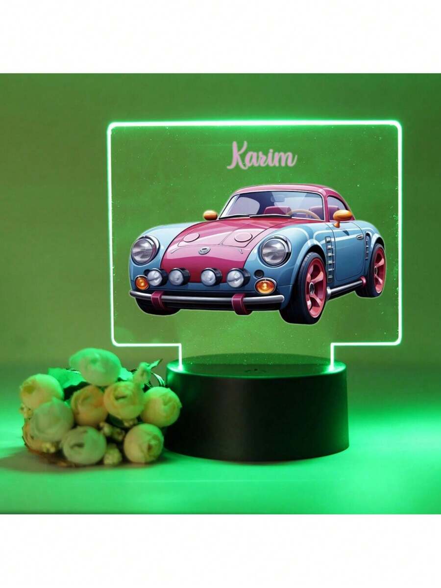 ضوء ليلي LED برؤية ثلاثية الأبعاد وخفة إنشائية بعنوان مخصص وهدية سيارة أنيقة وإضاءة دافئة/ تفاصيل , هدية عيد ميلاد أو هدية زفاف أو هدية عائلية وصديقة للصبيان والبنات وديكور المنزل أو مصباح مكتبي ليلي