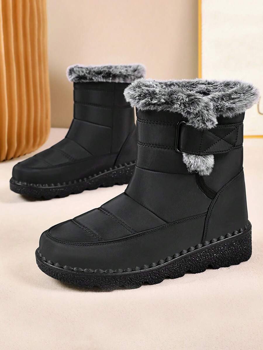 Botas de neve impermeáveis, antiderrapantes, de cano médio e forradas termicamente para mulheres, para uso ao ar livre no inverno, versáteis