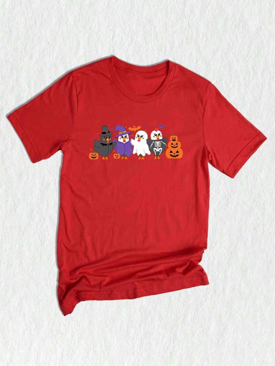 Funny Halloween Chickens Shirt, Spooky Chicken Shirt, Halloween Pumpkin Shirt, Halloween Chicken Shirt, Halloween Chicken Party Shirt