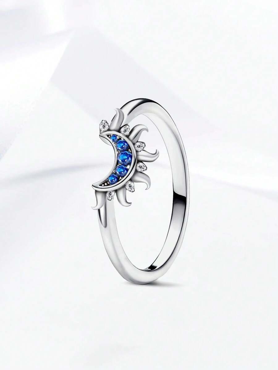 1 pieza Anillo de plata de ley 925 estilo retro y único con diseño de luna para mujer, anillo casual, joyería fina, regalo de fiesta, de cumpleaños, esencial para citas
