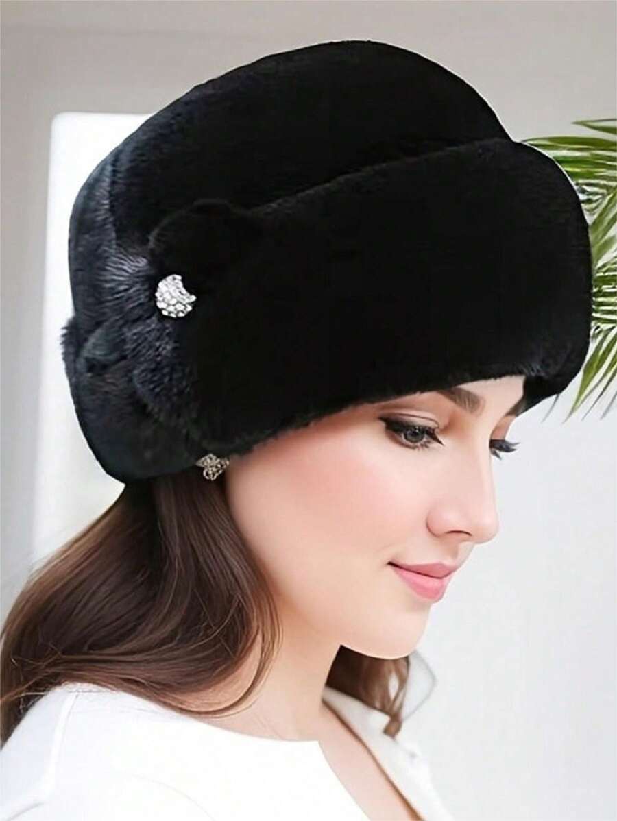 Chic Women's Fluffy Beanie - Thick, Warm Winter Hat With Ear Flaps | Windproof & Stylish | Perfect For New Year Celebrations Winter Hat