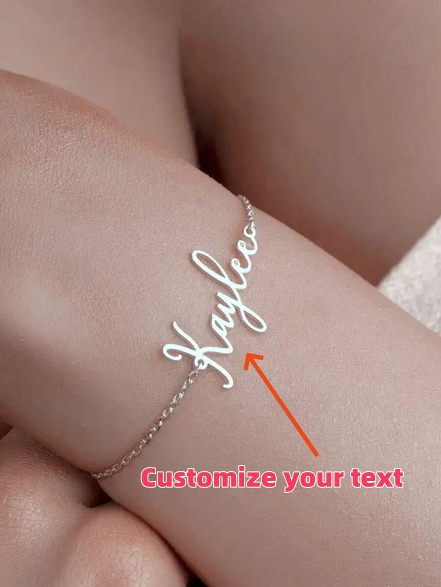 1PC Customized Stainless Steel Multi Font Name Silver Bracelet - Hand-Made Personalized Jewelry, Perfect Gift For Mother, Sisters And Best Friend On Mother's Day And Other Occasions, Personalized Christmas Gift