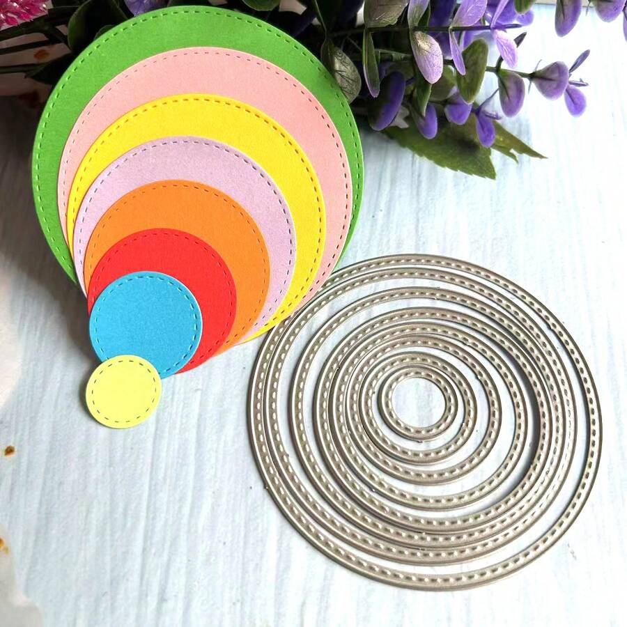 1Pc DIY Metal Die-Cutting, Circular Template Diy Handicraft Card Cutting Mold Cutting For Diy Embossed Card Making Circular Cushion Decorative Paper Mold Scrapbook