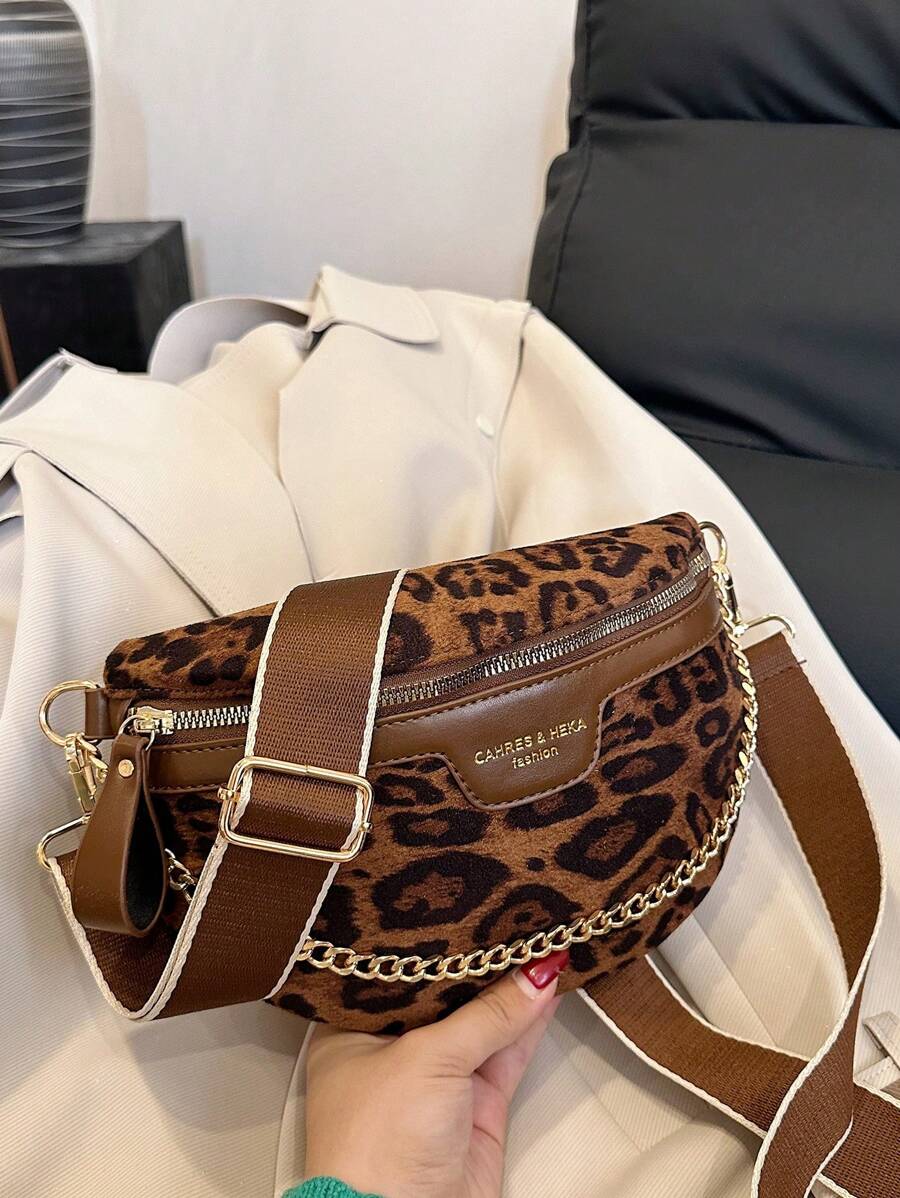 Fashionable Vintage Large Capacity Crocodile Pattern Rhombic Lady's Handbag, Leopard Print Purse For Women Leopard Comeback