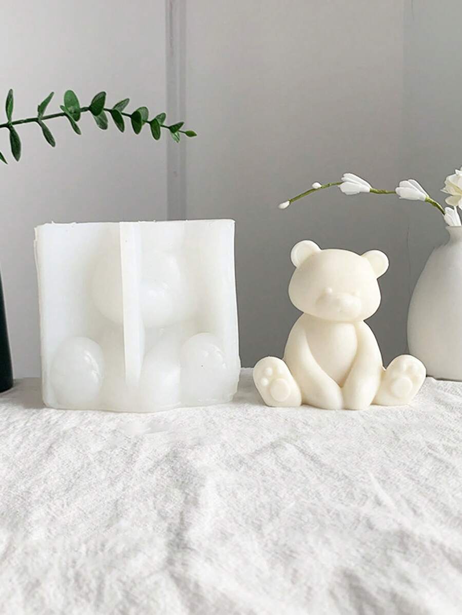 1 pezzo Stampo di candela in silicone a forma di orso seduto, per il fai da te