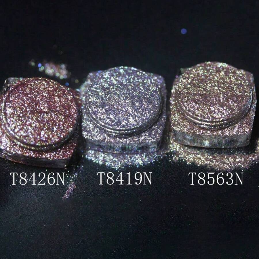 Polvo de mica con brillo multicolor de diamante y camaleón que cambia de púrpura a rojo, usado para arte de uñas, esmalte de uñas, resina epoxi, jabón, velas, bombas de baño, slime