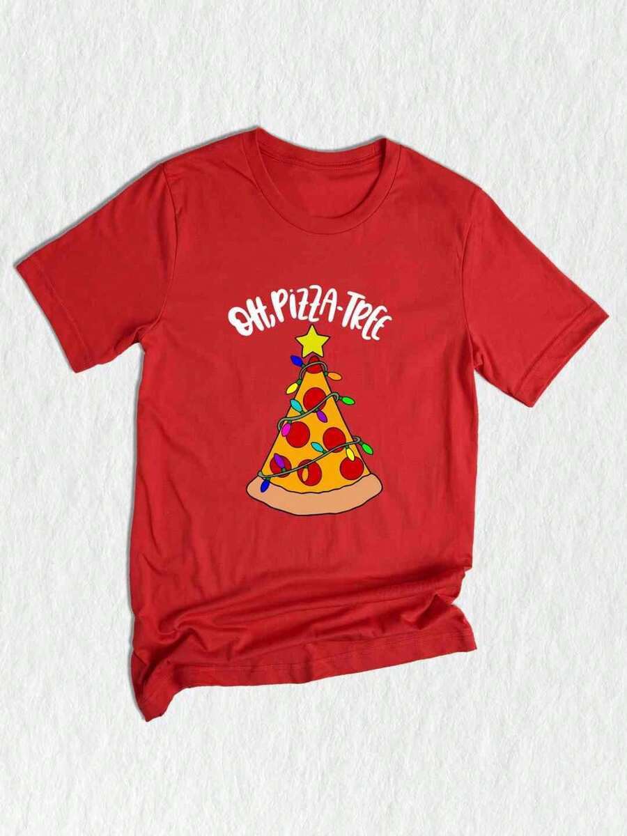 Oh Pizza Tree T-Shirt, Pizza Lover Christmas Shirt, Pizza Slice Tee, Christmas Outfit, Christmas Tree Costume, Pizza Pieces Gift