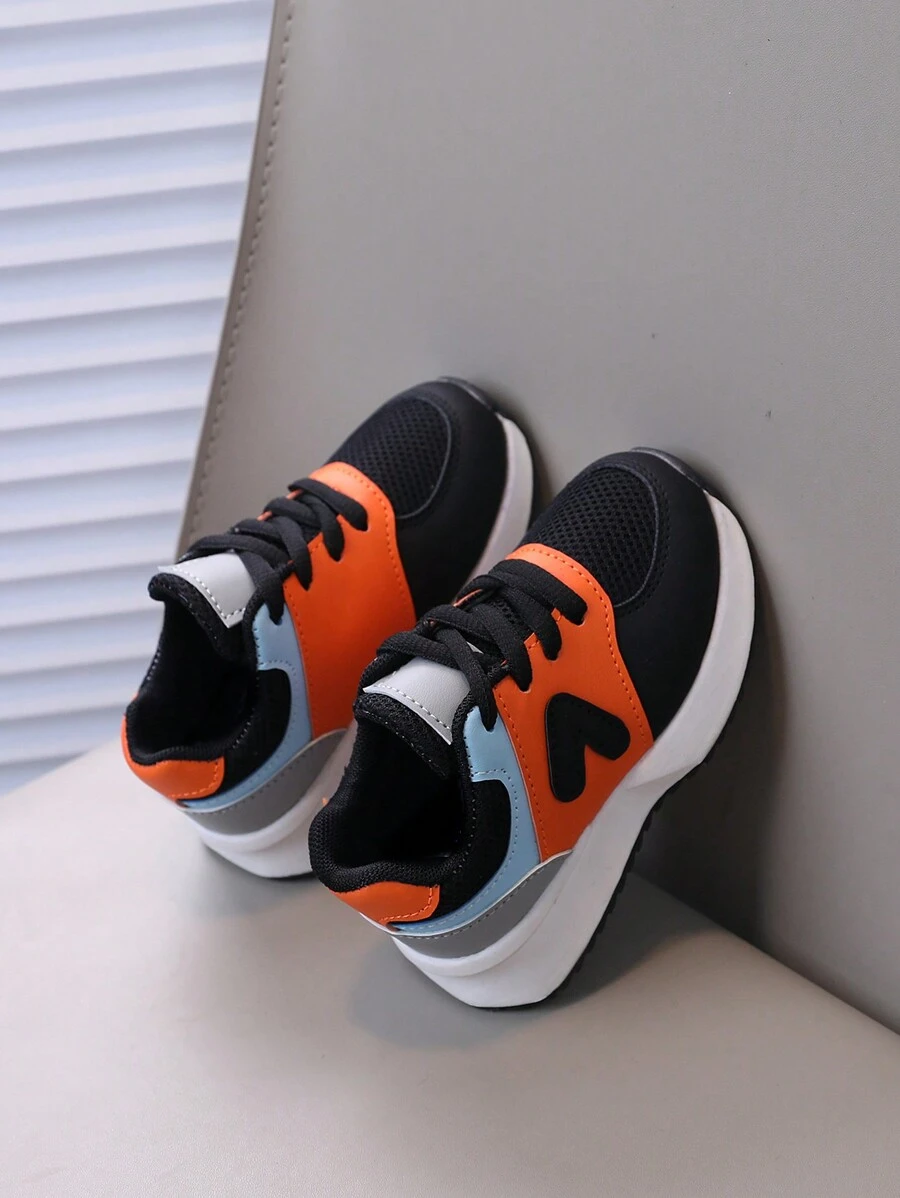 1 paire de Baskets mode à lacets, antidérapantes, avec semelle souple, convenant aux garçons et aux filles, pour l'automne et toutes les saisons