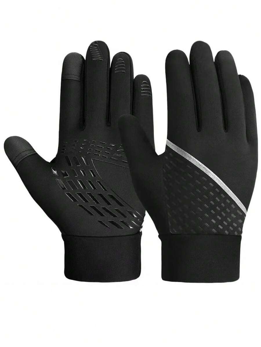 1 Pair 8-12 Years Old Kids Winter Warm Bike Gloves - Cold Weather Outdoor Cycling Running Skiing Gloves, Bike & Snow Slip-Resistant Warm Gloves With Touch Screen Sensitivity For Boys And Girls