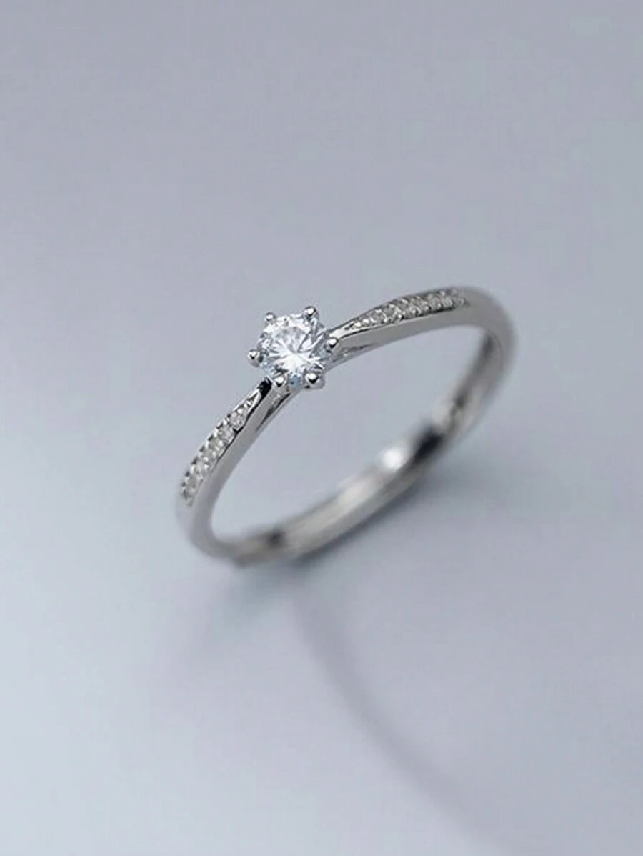 HuooNew 1 Stück 925 Sterling Silber Ring mit kubischem Zirkonia, verstellbar, Geschenk für Frauen