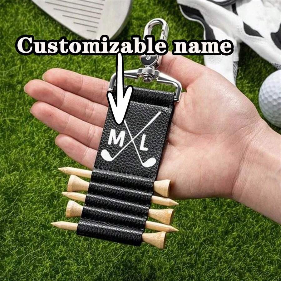 Golftaslabel Gepersonaliseerde golfteehouder Golfcadeau voor mannen Gepersonaliseerd bruidegomcadeau Leren golflabel Aangepast golfaccessoirecadeau voor golfer