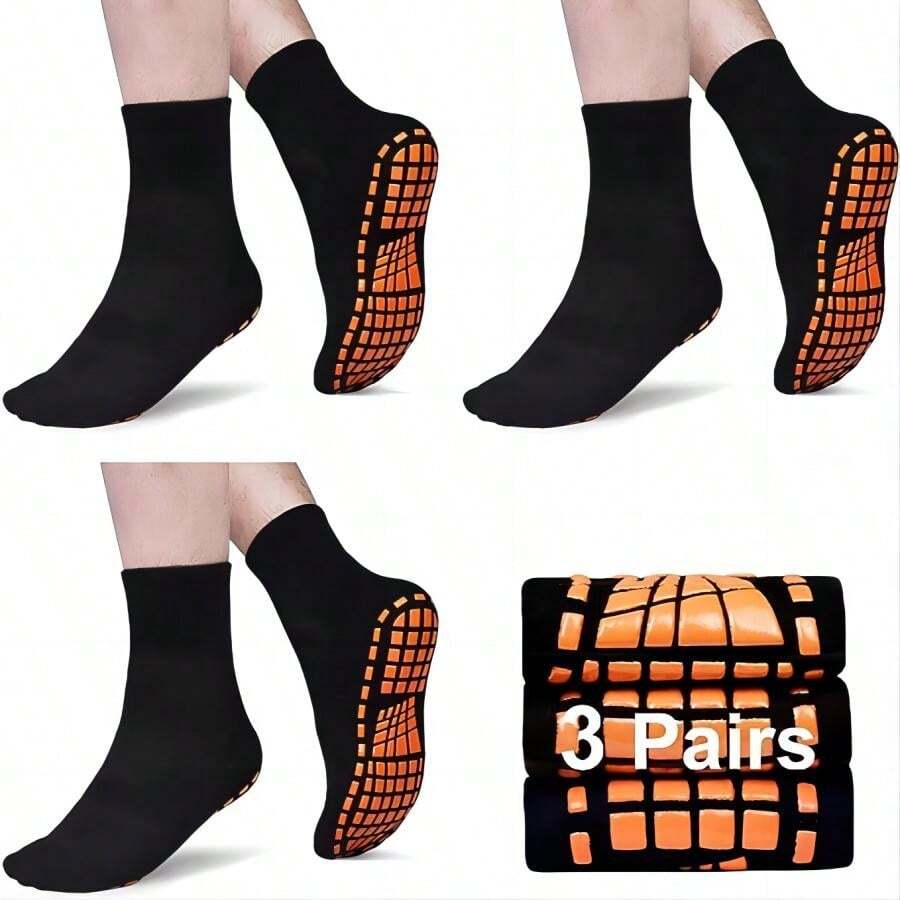 Klebrige Rutschfeste Socken Für Männer Mit 3 Paaren, Für Fliesen-, Holzböden, Workout, Yoga, Pilates, Krankenhaus, Rutschfeste Hausssocken