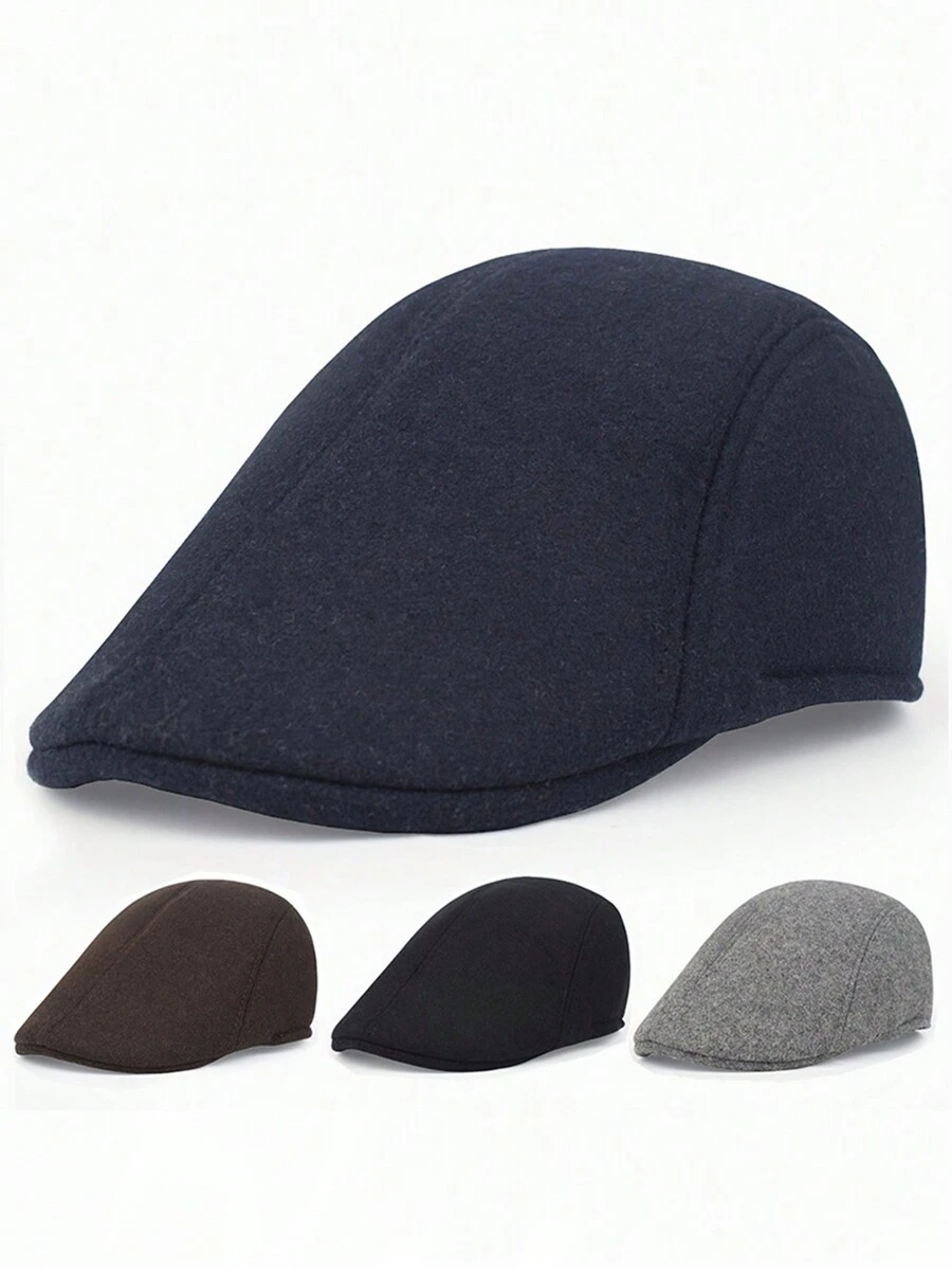 Tweed Hat Solid Color Beret Casual Vintage Forward Cap Sunshade Cap