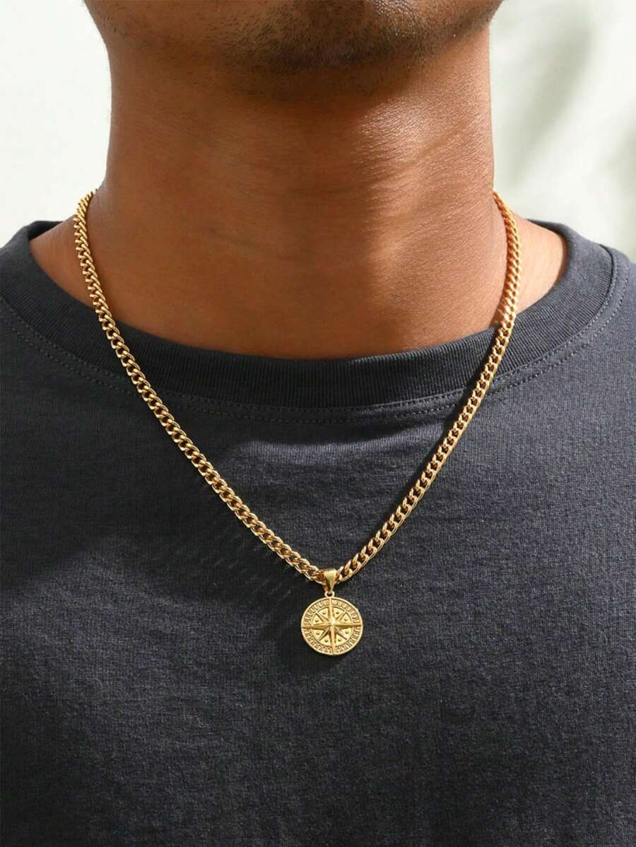 1 Pieza Collar de acero inoxidable con colgante de cabeza de león con brillo de circonita, joyería hip-hop para hombres