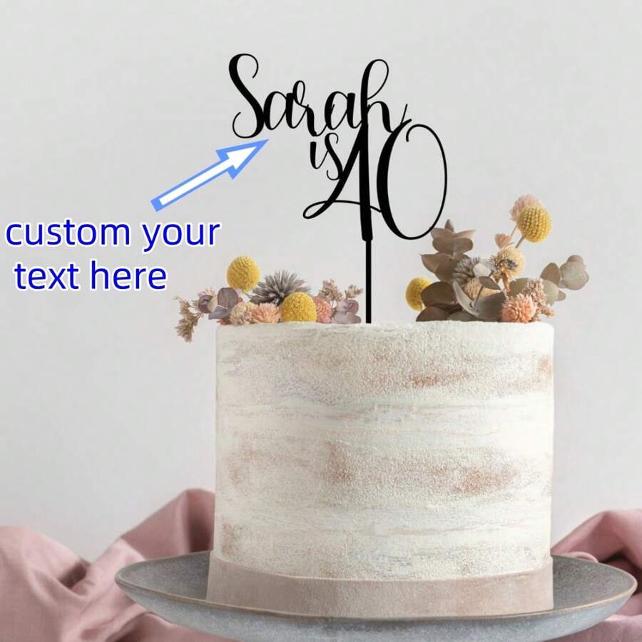 Customized Birthday Cake Decoration Banner, Happy Birthday Cake Decoration, Customized Acrylic, Suitable For Any Occasion, Birthday Anniversary Blessing, Family And Friends Gathering, Personalized,Wedding Essentials