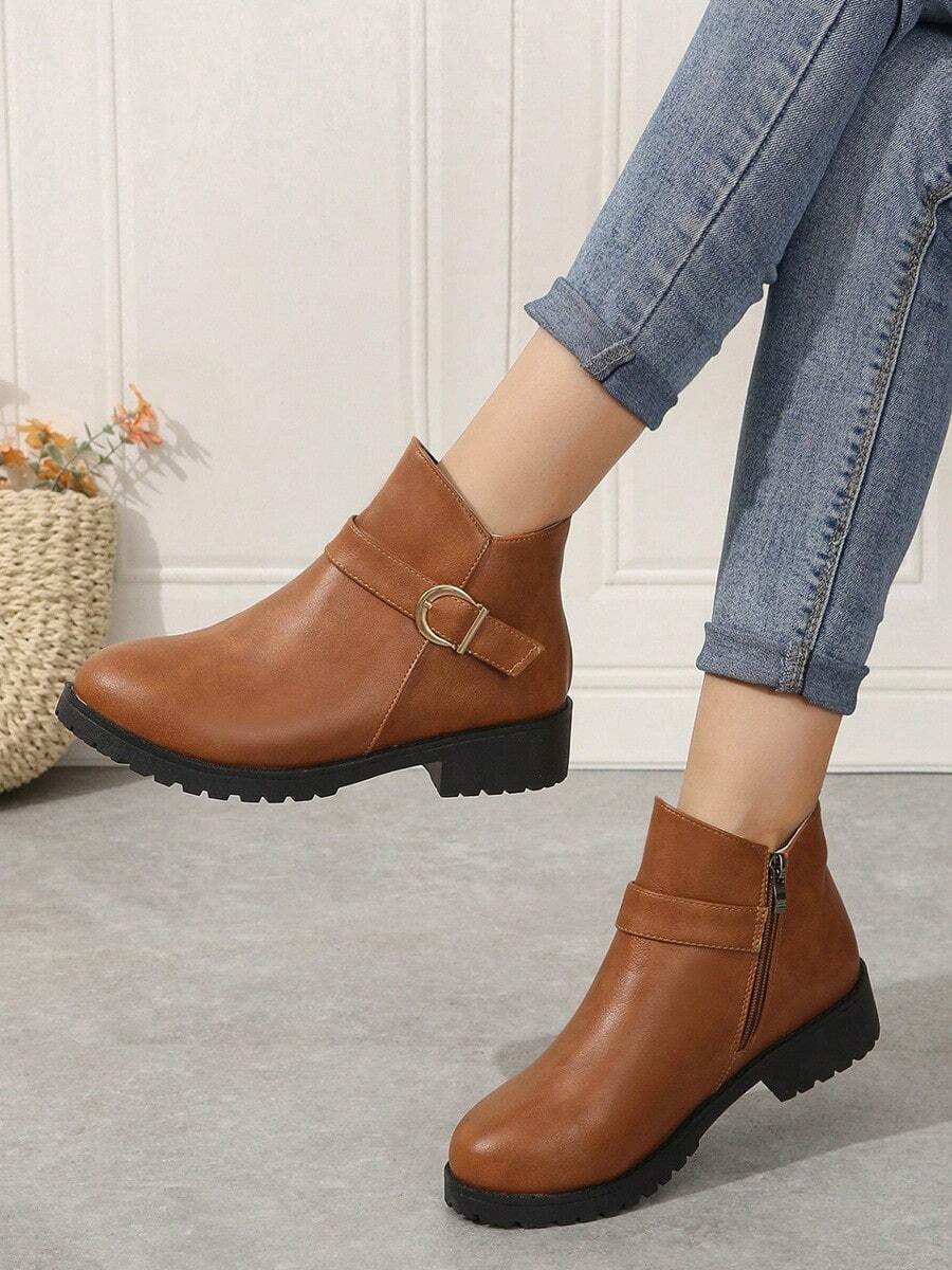 Botas de punta redonda,Mujer Elegante Elástico,Panel Lateral Zapatos de Tobillo Botas,Botas de Tacón Alto para Mujer,Botas de combate para mujer