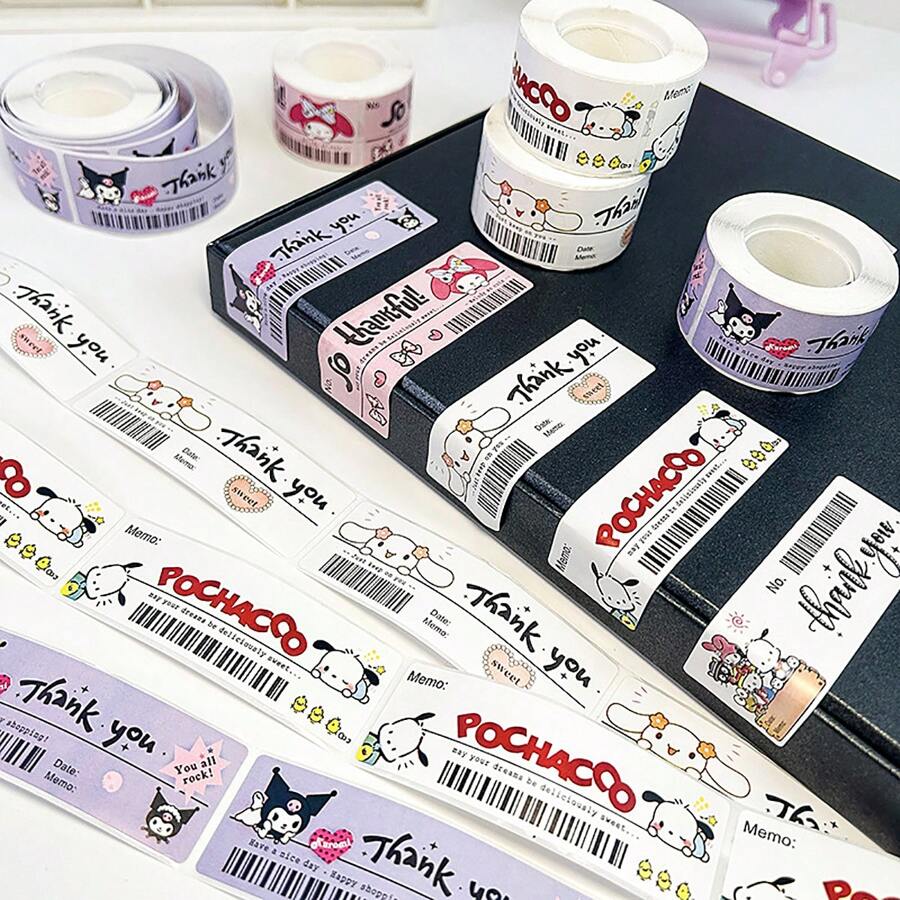 Sanrio 1pc Sanrio Bill Wind Seal Sticker 120PCS/ Roll Cute Cartoon Kouromi Melo Laurel Dog Roll Sticker