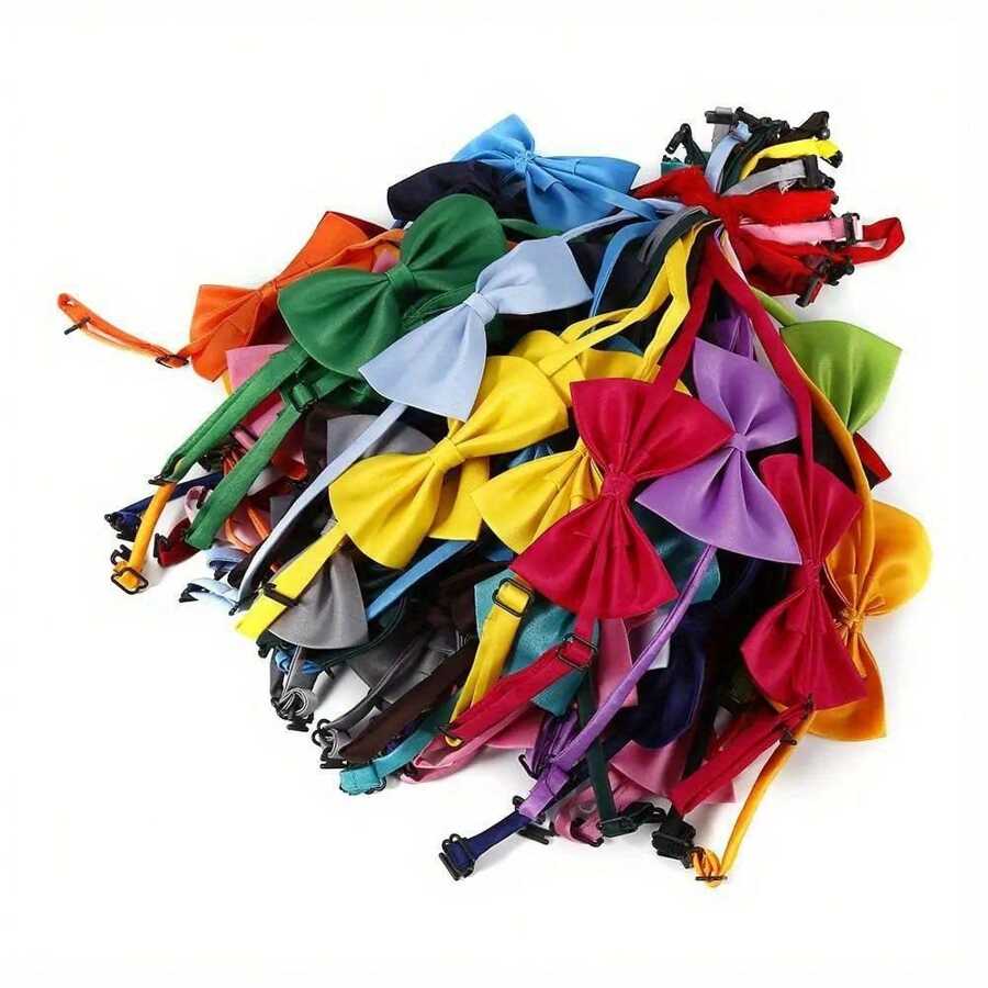 50pcs Random Color Cute Cat Collars Polyester Dog Ties Pet Dog Grooming Accessories Wholesale Cute Pet Dog Bow Ties Pet Dog Bow Ties