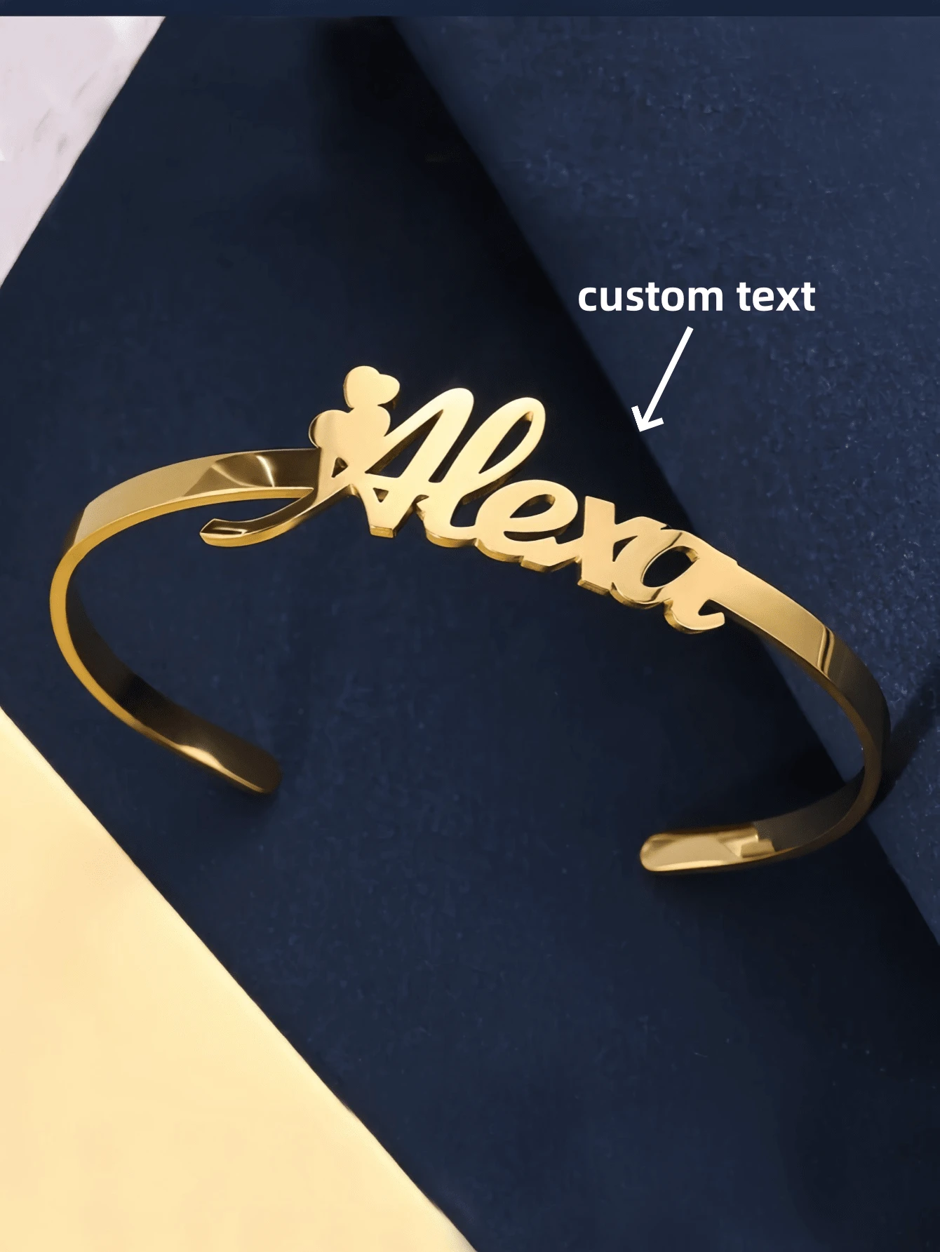 1 pièce Bracelet à plaque signalétique personnalisé pour femme en or, argent ou or rose. Bracelet à jonc en acier inoxydable personnalisé. Cadeau de bijoux personnalisés.