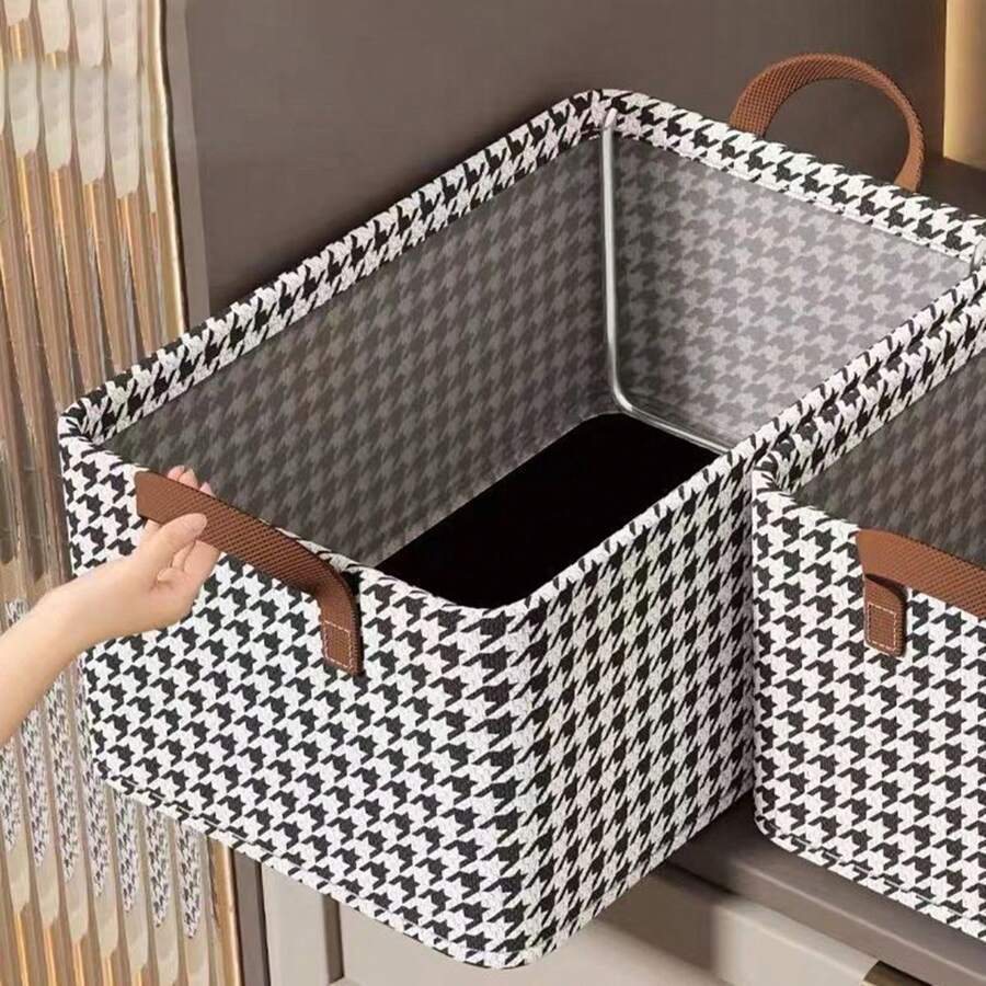 1pc Bedroom Fabric Collapsible Storage Box With Steel Frame, Pants/Clothing Organizer Box For Home