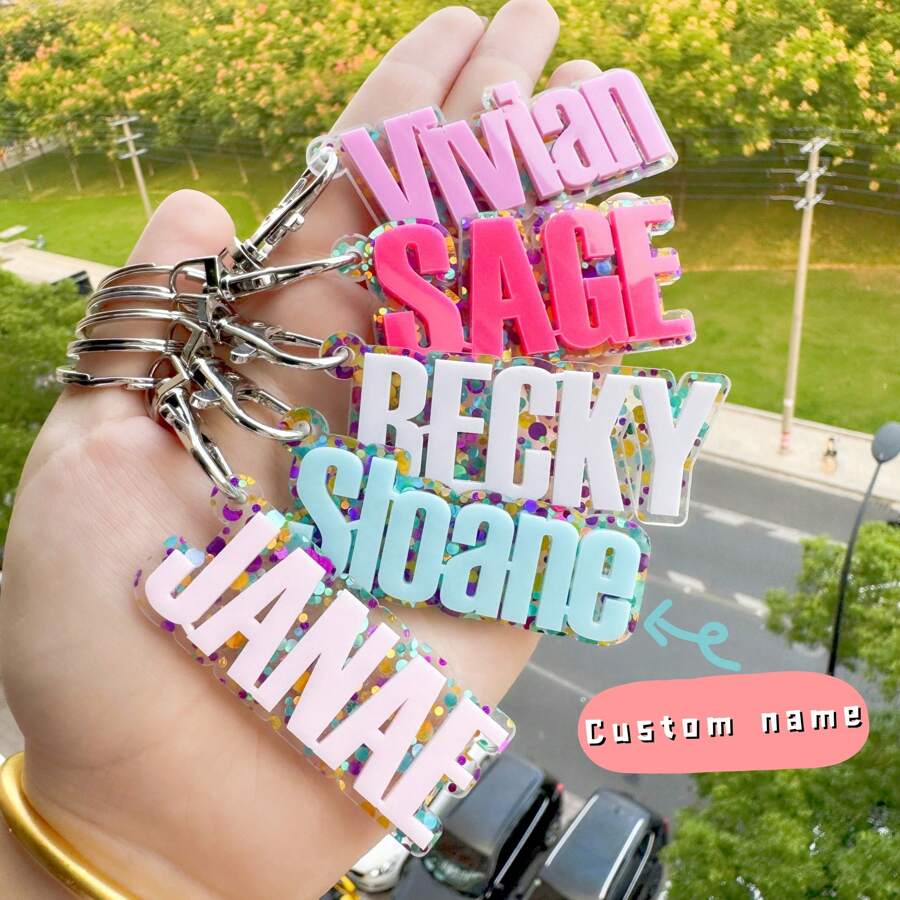 1 bucă breloc acrilic personalizat, breloc cu nume rucsac, etichetă cu nume 3D, etichetă cu nume personalizată, etichetă cu nume acrilică personalizată, etichetă pentru geanta pentru scutece
