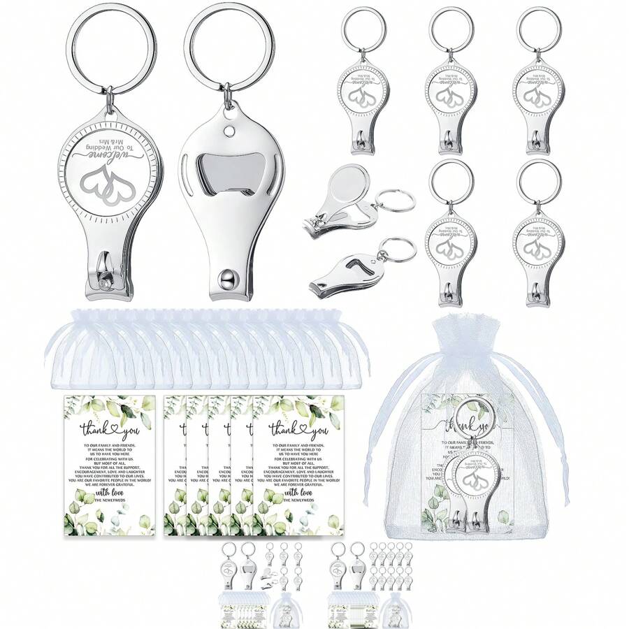 Elegant Wedding Gift Set 5/10 Set Multipurpose Nail Clipper Set With White Organza Bag - For Guests, Men, Women - Perfect For All Seasons