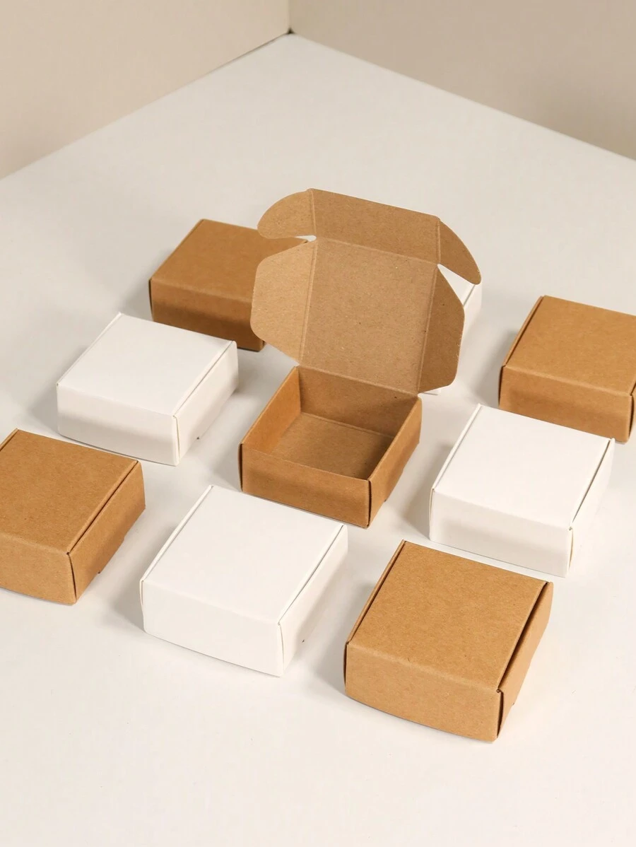 6 stuks/24 stuks mini-geschenkdoosjes van kraftpapier (5,5 x 5,5 x 2,5 cm/2,17 x 2,17 x 0,98 inch), kleine verpakkingsdozen voor armbanden, geurkaarsen, magneetverpakkingen voor badges, geschikt voor kleine bedrijven, doe-het-zelf-geschenkdozen voor feestjes