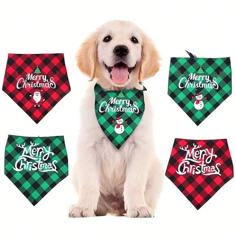 1st Kerstmis Huisdier Driehoekige Sjaal, Honden Bandana, Kerstman & Letter Grafische Slabbetjes Voor Kleine, Middelgrote & Grote Honden, Feestdecoratie
