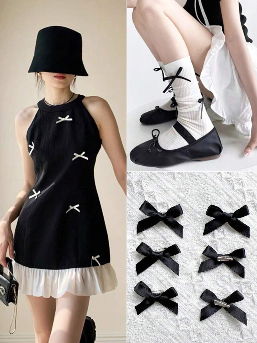 28-56pcs/Set Elegant Ribbon Bow Brooch For Women, DIY Fashion Accessories For Clothes, Bags, Socks, Sweaters, Backpacks, Y2K Mini Cute Pink Butterfly Decorations, 7 Colors Available Dress Accessories Pin For Clothes Bag Charm Backpack For School