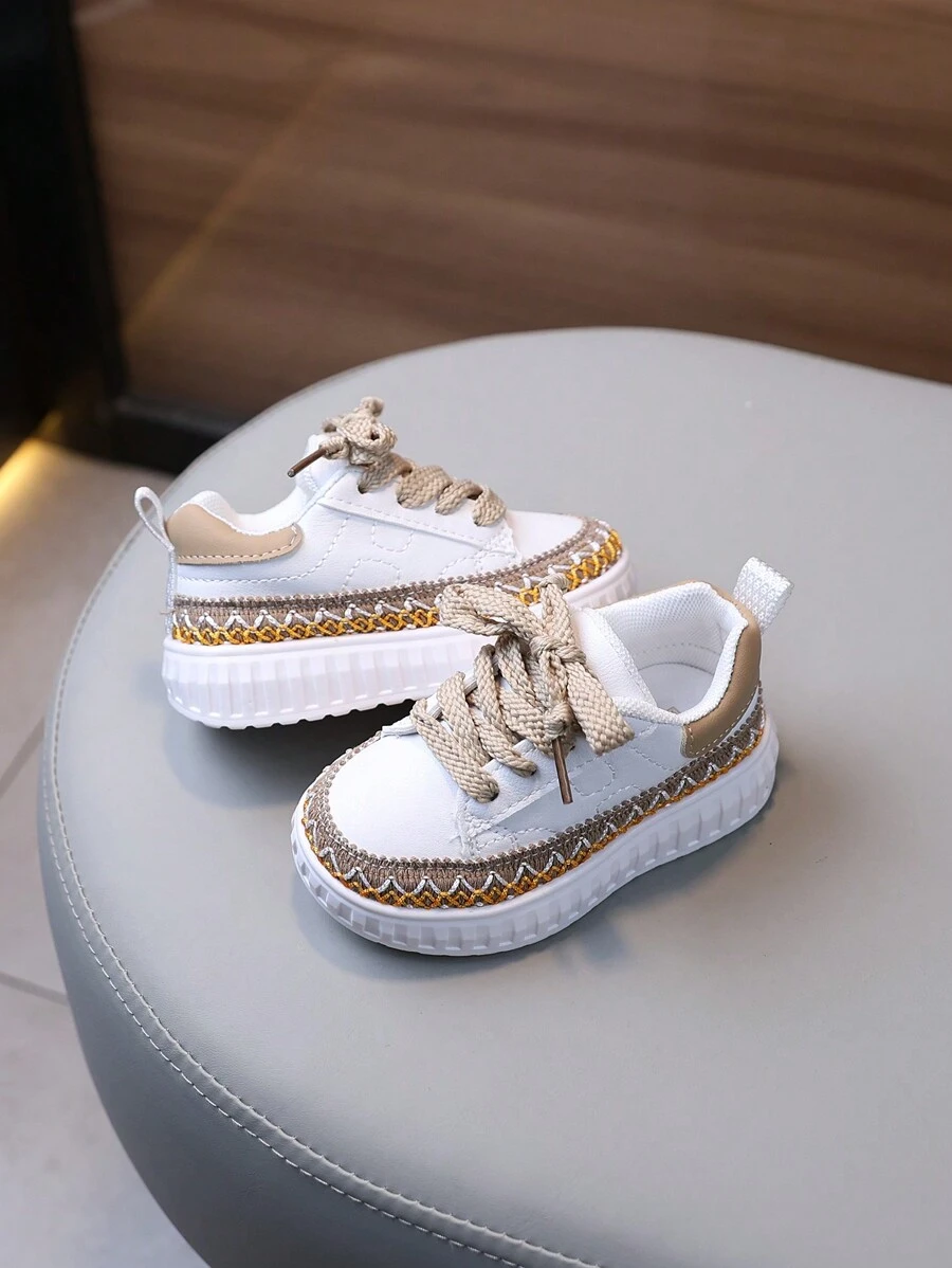 1 paire Baskets mode confortables et anti-dérapantes en bande tricotée, convenant aux bébés en toute saison