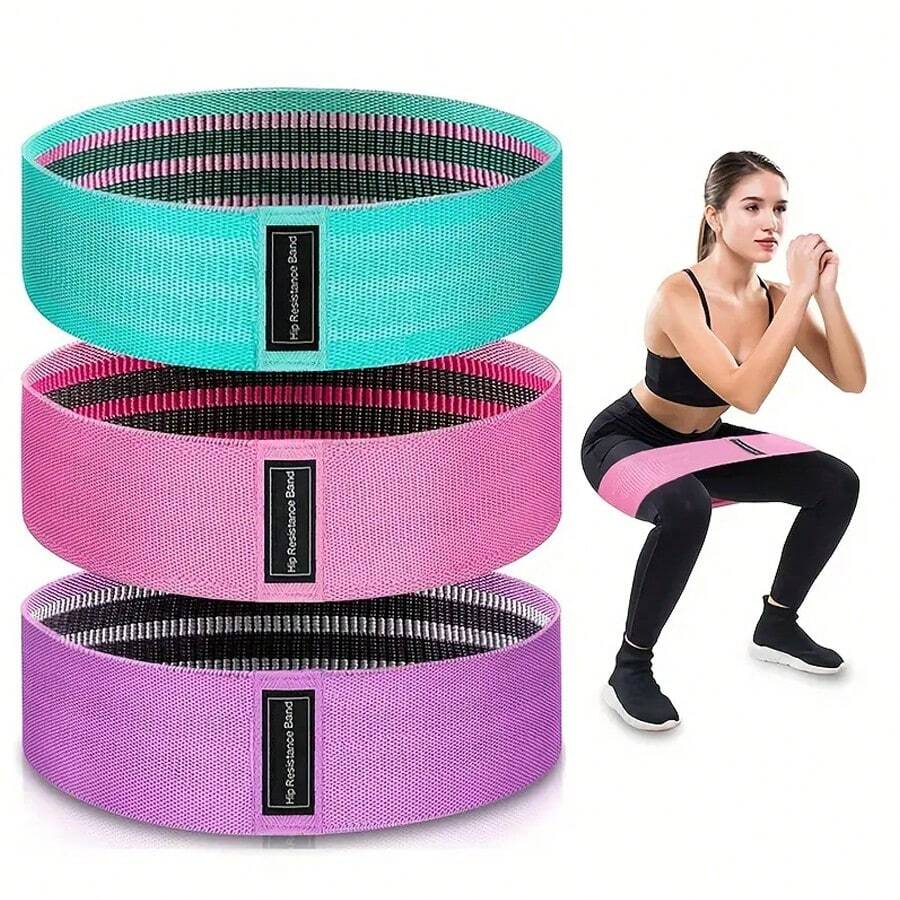 Set de 3 bandas de resistencia, cuerda de tensión elástica antideslizante, adecuada para levantamiento de piernas y glúteos, estiramiento corporal, ejercicio, yoga, accesorios de gimnasio Pilates