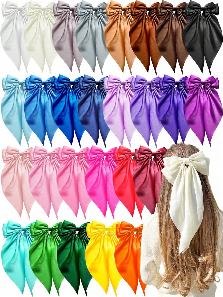 1/10/20Pcs Random Color Hair Bows With Long Tail Bow Hair Clips Elegant Hair Ribbon Hair Accessories For Women Daily Wear Suitable For Many Occasion Valentine's Day Valentines,Hair Barrettes Claw Clips