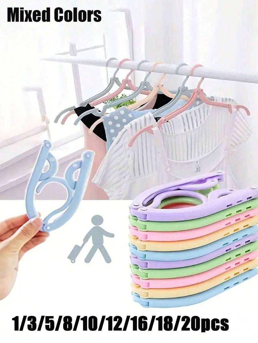 1/3/5/8/10/12/16/18/20pcs Travel Clothes Hanger, Portable Folding Hanger For Travel, Foldable Clothing Hanger Drying Rack Foldable Travel Cloth Hanger Anti-Slip Design Dry Hanger Anti-Slip Hanger For Retail Stores(Random Colors Shipped) Travel Essentials Travel Accessories Travel Must Haves Beach Vacation Summer Holiday School Accessories Back To School Supplies Stuff