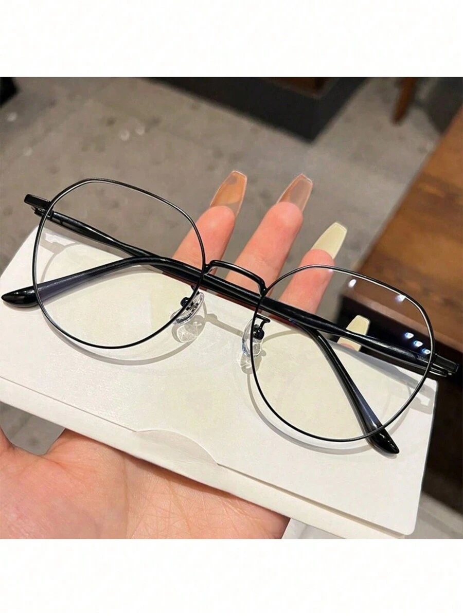 1pc Ladies Highly Attractive Level Student Light Round Face Display Face Flat Flat Light Mirror Plain Frame,School And Computer Reading Gaming TV Phones Glasses Accessories For Women