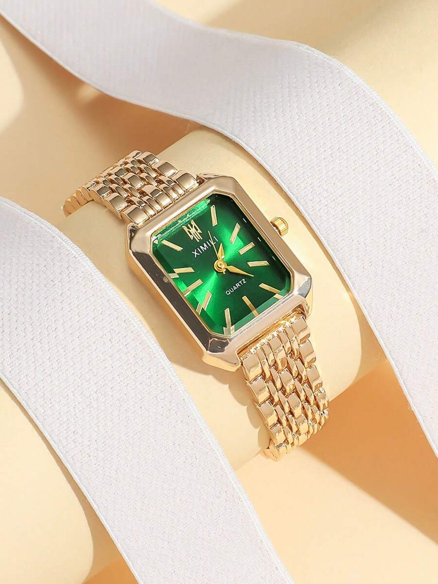 1 pezzo Orologio al quarzo con quadrante quadrato a barra minimalista misto e cinturino in acciaio, adatto come regalo di compleanno, Ognissanti, Natale